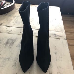 Point Toe Block Heeled Mid-Calf Boots